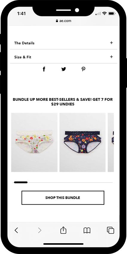 Underwear recommendations on pdp